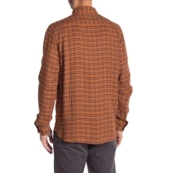 Onia Liam Tartan Check Pumpkin Relaxed Button Pockets Shirt L - Picture 2 of 7